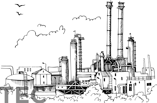 Artistic representation of a refinery.